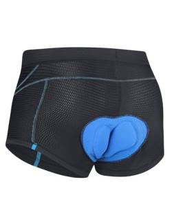 BALEAF Herren Radfahren Unterwäsche Atmungsaktive Mesh Radhosen für Männer 4D Gel Polsterung Mountain Biking Fahrrad Liner Blau/Schwarz XXL von BALEAF