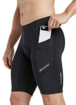 BALEAF Herren Radlerhose Gepolstert Fahrradhose Kurz Radhose Atmungsaktiv Rennradhose Schwarz XXL von BALEAF