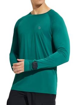 BALEAF Herren UPF 50+ Sonnenschutz-Shirts Zip-Taschen UV SPF Kleidung Leichtes Langarmhemd Rash Guard Schnelltrockend Grün L von BALEAF