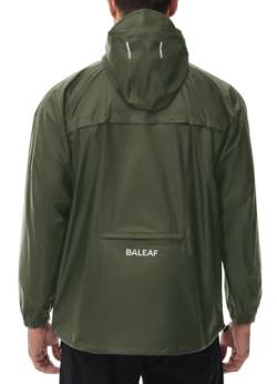 BALEAF Regenjacke Damen Herren Wasserdicht Regenmantel Atmungsaktiv Regenponcho Multifunktional Regenschutz Jacke mit Kapuze Unisex Armeegrün XXL von BALEAF