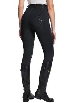 BALEAF Reithose Damen Reitsport Reitingleggings Silikon Strumpfhosen mit Reißverschlusstasche Sporthose Schwarz XL von BALEAF