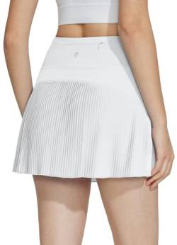 BALEAF Tennisrock Damen mit Hose Rock Damen Sommer Plisseerock kurz Golfrock mit innenhose Sportrock Weiß M von BALEAF