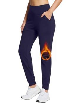 BALEAF Thermo Jogginghose Damen Wasserdicht Winterhose Warm Fitnesshose Laufhose Wanderhose Blau M von BALEAF