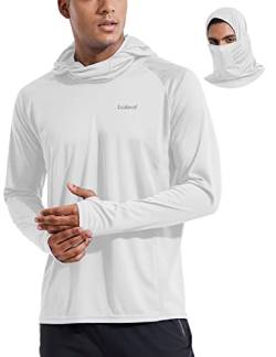 BALEAF UV Shirt Herren Rashguard Sonnenschutz Hemd Langarm UPF 50+ Kapuzenpullover leicht mit Daumenloch für Laufen Surfen Outdoor Angeln Weiß XL von BALEAF