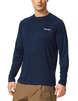 BALEAF UV Shirt Herren Wasser UV-Schutz UPF 50+ Rashguard Sonnenschutz Langarm Shirt DunkelblauL von BALEAF