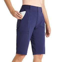 BALEAF Wanderhose Damen Kurz Knielang Shorts Sommer Schnell Trocknende Wanderhose wasserdichte Arbeitshose Damen Kurz Marineblau S von BALEAF