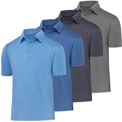 BALENNZ Golf-Polos für Herren, schnelltrocknend, athletisch, Herren-Poloshirt, kurzärmelig, Sommer, lässig, feuchtigkeitsableitend, Golfshirt, 4er-Pack Dunkelgrau, Marineblau, Milddle Blue, Mittel von BALENNZ