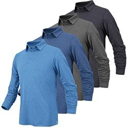 BALENNZ Langarm-Poloshirts für Herren, feuchtigkeitsableitend, langärmelig, schnell trocknend, Golf-Polos für Herren, 4er-Pack Hellblau & Mittelblau & Marineblau & Dunkelgrau, Mittel von BALENNZ