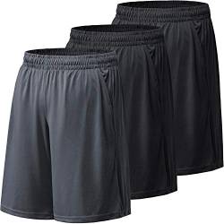 BALENNZ Sport-Shorts für Herren mit Taschen und elastischem Bund, schnell trocknende Activewear, 3er-Pack schwarz, schwarz, dunkelgrau, Klein von BALENNZ