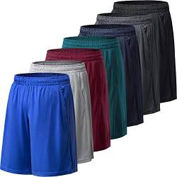 BALENNZ Sport-Shorts für Herren mit Taschen und elastischem Bund, schnell trocknende Activewear, 7er-Pack schwarz, dunkelgrau, hellgrau, marineblau, blau, rot, dunkelgrün., 3X-Groß von BALENNZ