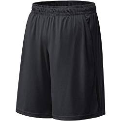BALENNZ Sport-Shorts für Herren mit Taschen und elastischem Bund, schnell trocknende Activewear, Schwarz, Groß von BALENNZ