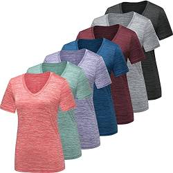 BALENNZ Workout-Shirts für Frauen, feuchtigkeitsableitend, schnell trocknend, aktiv, athletisch, für Fitnessstudio, Performance, 7er-Pack Dunkelgrau, Hellgrau, Blau, Weinrot, Kieferngrün, XX-Large von BALENNZ