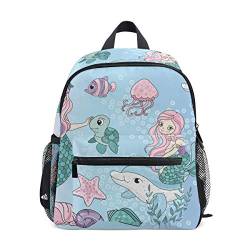 BALII Delphin Schildkröte Meerjungfrau Kleinkind Rucksack Büchertasche Schulrucksack für Mädchen Jungen Kinder, multi, Einheitsgröße von BALII