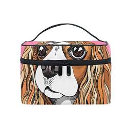 BALII Handgezeichnete Kosmetiktasche mit Hundeprinzessin, Reise-Make-up-Tasche, Aufbewahrungs-Organizer für Frauen und Mädchen von BALII