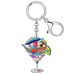 BAMAY Acryl Ara Papagei Schlüsselanhänger Schmuck Hawaii Vogel Geschenke für Frauen Mädchen Brieftasche Auto Schlüsselanhänger Sommer Charms (Rosa) von BAMAY
