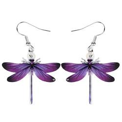 BAMAY Acryl Libelle Ohrringe Insekten Baumeln Summer Schmuck Libelle Geschenke für Frauen Mädchen Charms (Lila 3210) von BAMAY