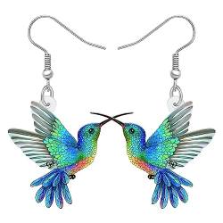 BAMAY Acryl Neuheit Kolibri Ohrringe Vögel Hängend Baumeln Mode Schmuck für Damen Mädchen Sommer Charms Geschenke Deko (Blau 486) von BAMAY