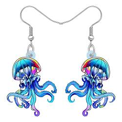 BAMAY Acryl Niedlich Cartoon Quallen Ohrringe Baumeln Sea Life Schmuck Quallen Geschenke für Frauen Mädchen Charms Dekor (Blau 381) von BAMAY