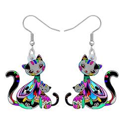 BAMAY Acryl Niedliche Katze Ohrringe Kätzchen Baumeln Muttertag Katze Geschenk Neuheit Schmuck für Frauen Mädchen Charms (Schwarz) von BAMAY