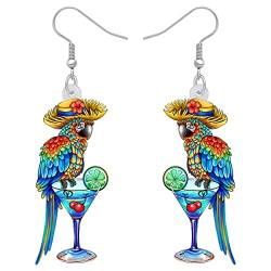 BAMAY Acryl Scarlet Macaw Papagei Ohrringe baumeln Schmuck Hawaii Vogel Ohrringe für Frauen Mädchen Anime Sommer Geschenke (Blau 464) von BAMAY