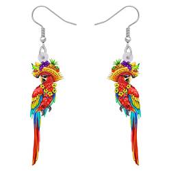 BAMAY Acryl Scarlet Macaw Papagei Ohrringe baumeln Schmuck Hawaii Vogel Ohrringe für Frauen Mädchen Anime Sommer Geschenke (Mehrfarbig 411) von BAMAY