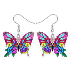 BAMAY Acryl Süß Schmetterling Ohrringe Hängend Insekt Baumeln Schmetterling Geschenke für Damen Mädchen Frühling Schmuck (Mehrfarbig) von BAMAY