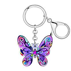 BAMAY Acryl bunte Schmetterling Schlüsselanhänger Auto Schlüssel Insekt Schmuck Frühling Sommer Charms für Frauen Mädchen Schmetterling Geschenk (Lila 082) von BAMAY