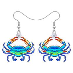BAMAY Acryl niedlich Meer Schildkröte Krabbe Ohrringe baumeln Ozean Tiere Schmuck Geschenke für Frauen Mädchen Charms Dekor (Blau Krabbe) von BAMAY
