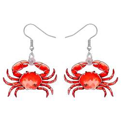 BAMAY Acryl niedlich Meer Schildkröte Krabbe Ohrringe baumeln Ozean Tiere Schmuck Geschenke für Frauen Mädchen Charms Dekor (Krabbe Rot) von BAMAY