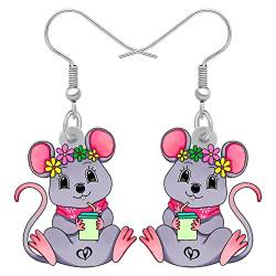 BAMAY Acryl niedliche Maus Ohrringe Modeschmuck Aussage Ratte baumeln Ohrringe für Frauen Mädchen Anime Maus Geschenke (Lila) von BAMAY