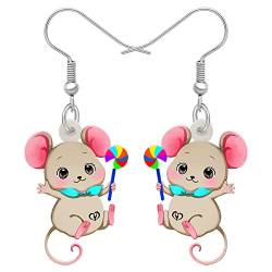 BAMAY Acryl niedliche Maus Ohrringe Modeschmuck Aussage Ratte baumeln Ohrringe für Frauen Mädchen Anime Maus Geschenke (Weiß) von BAMAY