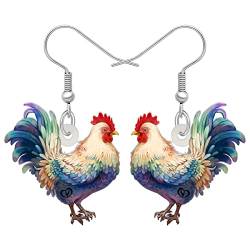 BAMAY Anime Henne Huhn Ohrringe baumeln Acryl Bauernhof Tiere Schmuck lustig Huhn Geschenke für Frauen Mädchen Charms (Blau 481) von BAMAY