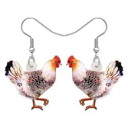 BAMAY Anime Henne Huhn Ohrringe baumeln Acryl Bauernhof Tiere Schmuck lustig Huhn Geschenke für Frauen Mädchen Charms (Weiß 483) von BAMAY