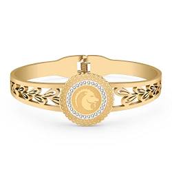 BAMAY Edelstahl 12 Sternzeichen Armband Armreif Konstellation 18K Gold Armbänder für Frauen Mädchen Charms Fische Geschenke (Vergoldet Capricornus Armband) von BAMAY