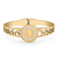 BAMAY Edelstahl 12 Sternzeichen Armband Armreif Konstellation 18K Gold Armbänder für Frauen Mädchen Charms Fische Geschenke (Vergoldet Jungfrau Armband) von BAMAY