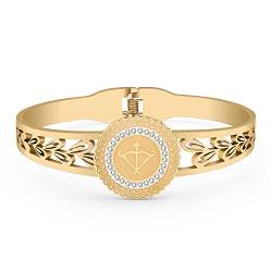 BAMAY Edelstahl 12 Sternzeichen Armband Armreif Konstellation 18K Gold Armbänder für Frauen Mädchen Charms Fische Geschenke (Vergoldet Schütze Armband) von BAMAY