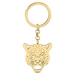 BAMAY Edelstahl Leopard Gepard Schlüsselanhänger Wildtiere Auto Schlüsselanhänger Geschenke für Frauen Mädchen Charms (Vergoldet 168) von BAMAY