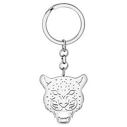BAMAY Edelstahl Leopard Gepard Schlüsselanhänger Wildtiere Auto Schlüsselanhänger Geschenke für Frauen Mädchen Charms (Versilbert 168) von BAMAY