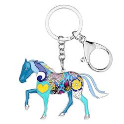 BAMAY Emaille Laufende Pferd Schlüsselanhänger Zink-Legierung Bauernhof Tiere Schmuck Pferd Geschenke für Mädchen Frauen Auto Kette Charms (Blau 299) von BAMAY