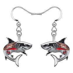 BAMAY Emaille Legierung Hai Ohrringe Hängend Baumeln Ozean Fisch Schmuck Hai Geschenke für Damen Mädchen Kinder Charms (Schwarz) von BAMAY