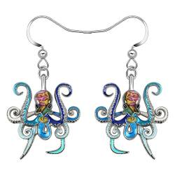 BAMAY Emaille Legierung Niedlichen Oktopus Ohrringe Hängend für Damen Mädchen Baumeln Oktopus Geschenke Schmuck Dekor (Blau) von BAMAY