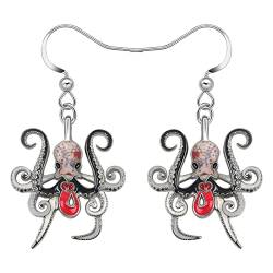 BAMAY Emaille Legierung Niedlichen Oktopus Ohrringe Hängend für Damen Mädchen Baumeln Oktopus Geschenke Schmuck Dekor (Schwarz) von BAMAY