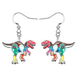 BAMAY Emaille Legierung Tyrannosaurus Rex Dinosaurier Ohrringe Hängend Baumeln Schmuck Geschenke für Damen Mädchen Kinder (Multi) von BAMAY