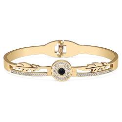 BAMAY Harz Evil Eye Armbänder Edelstahl plattiert Silber 18K Gold Armband für Frauen Mädchen Armreif Armband Charms (Vergoldet 061) von BAMAY