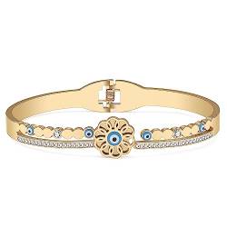 BAMAY Harz Evil Eye Armbänder Edelstahl plattiert Silber 18K Gold Armband für Frauen Mädchen Armreif Armband Charms (Vergoldet 062) von BAMAY