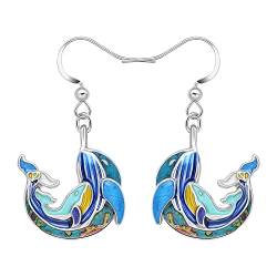 BAMAY Muttertagsgeschenk Süß Wal Ohrringe Hängend Emaille Legierung Ozean Fisch Wal Baumeln Schmuck für Mama Damen Mädchen Kinder (Blau) von BAMAY