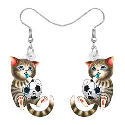 BAMAY Niedliche Katze Ohrringe Anime Schmuck Acryl Kätzchen Haustiere Dangle Ohrringe Katze Geschenke für Katzenliebhaber Frauen Mädchen (Fußball Katze) von BAMAY