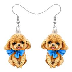 BAMAY Niedliche Pudel Hund Ohrringe Acryl Baumeln Tropfen Welpe Schmuck Geschenke für Frauen Mädchen Charms Pudel Dekor (Blau) von BAMAY