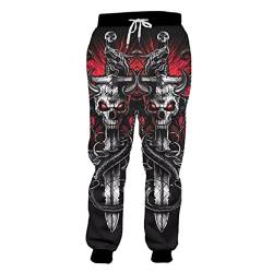 BANAITIE Herren 3D Totenkopf Volldruck Horror Jogginghose Hip Hop Harajuku Freizeithose Unisex Bequeme Sporthose,6,XL von BANAITIE