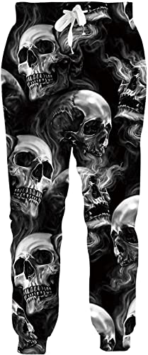 BANAITIE Herren 3D Totenkopf Volldruck Horror Jogginghose Hip Hop Harajuku Freizeithose Unisex Bequeme Sporthose,7,XL von BANAITIE